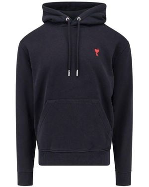 Ami Paris Ami De Coeur Cotton Hoodie - Blue