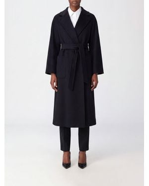 Max Mara Ludmilla Long Cashmere Belted Robe Coat - Blue