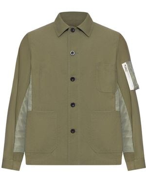Sacai Cotton Jacket With Nylon Details Applied - Green