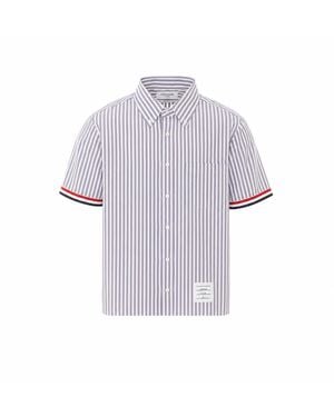 Thom Browne College Stripe Short Sleeves Shirt - Purple