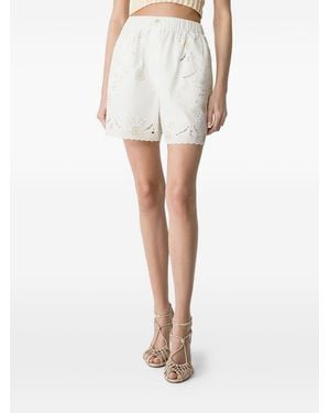 forte_forte Emroidered Cotton Shorts - White