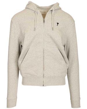 Ami Paris Ami Ami De Coeur Zip-Up Hoodie - White