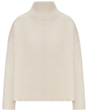 Max Mara Ribbed Wool Turtleneck Sweater - White