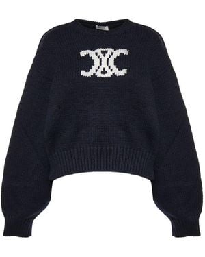 Celine Triomphe Cotton Sweater - Blue
