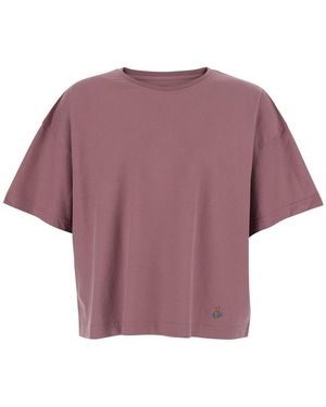 Vivienne Westwood Crew Neck T-Shirt With Logo Detail On The Front - Purple