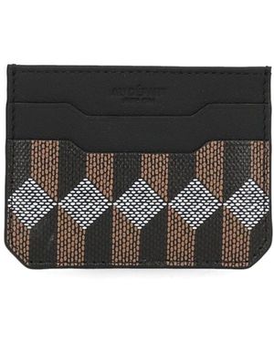 AU DEPART Printed Leather Card Holder - Black