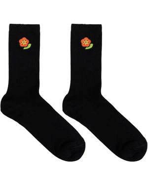 KENZO Crest Embroidered Cotton Socks - Black