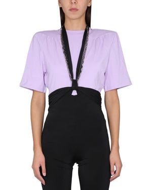 The Attico T-Shirt Jewel With Cut-Out Detail Cotton T-Shirts - White