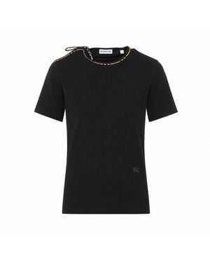 Burberry Cotton T-Shirt With Laces - Black
