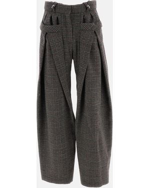 Rabanne Rabanne Tartan Tailored Wide Leg Pants - Gray