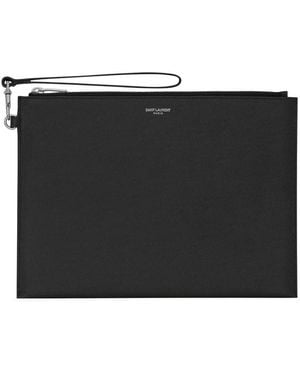Saint Laurent Paris Tablet Holder With Zip - Black
