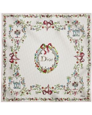 Dior Dior Dior Arabesque Dioriviera 90 Silk Foulard - White