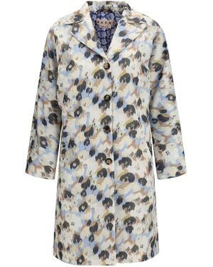 Marni Printed Button Parka Coat - White