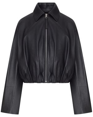 Loewe Lamb Nappa Jacket With Asymmetric Draping - Black