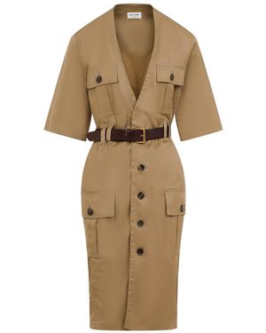 Saint Laurent Elegant Cotton Dress For - Natural