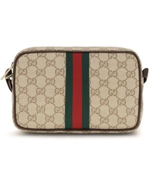 Gucci Gg Shoulder Bag With Web Stripe - Natural