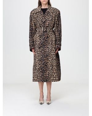 Saint Laurent Animal Print Double-Breasted Trench Coat With Belt - Multicolor