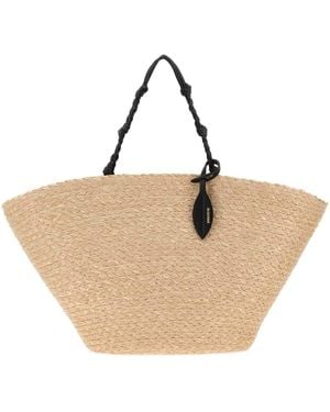 Jil Sander Raffia Large Tangle Bucket Handbag - Natural