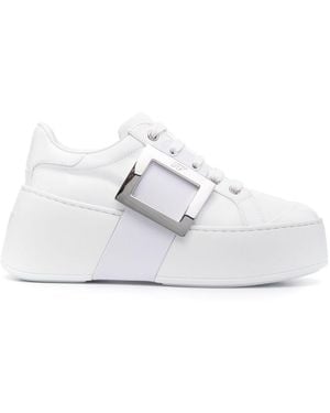 Roger Vivier Viv Skate High Leather Sneakers - White