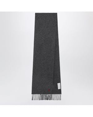 Ami Paris Ami De Caur Wool Scarf - Gray