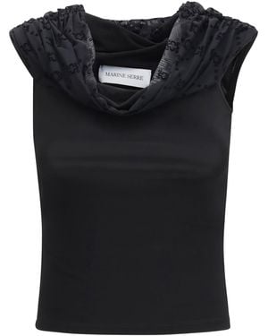 Marine Serre Off Shoulder Draped Top - Black