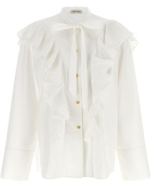 Alberta Ferretti Pleated Ruffle Shirt - White