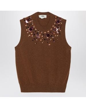 Fendi Rust Wool And Cashmere Gilet - Brown