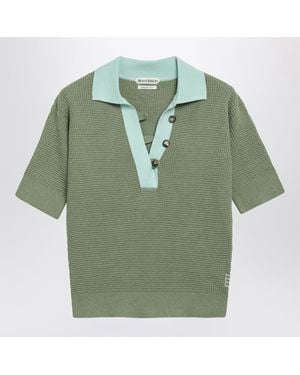 JW Anderson Jw Anderson Mint Cotton-Blend Waffle-Knit Polo Shirt - Green
