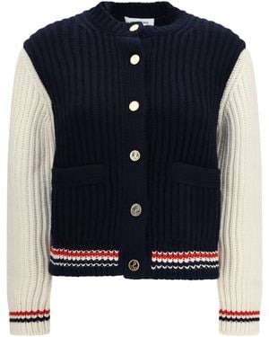 Thom Browne Bicolor Cashmere Cardigan - Blue