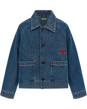 Bode Embroidery Denim Jacket - Blue