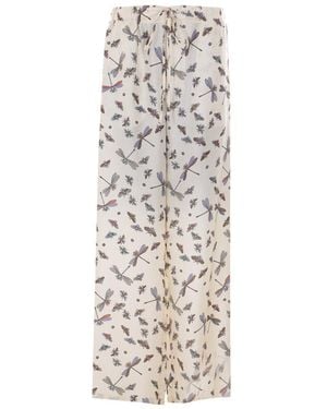 Gucci Fauna Print Silk Pants - Natural