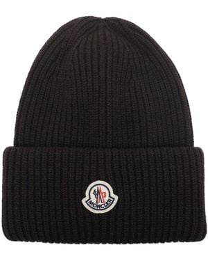 Moncler Logo Patch Beanie - Black