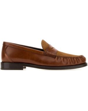 Brunello Cucinelli Caramel Leather And Suede Loafers - Brown