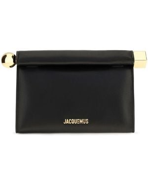 Jacquemus Rond Carré Leather Shoulder Bag - Black