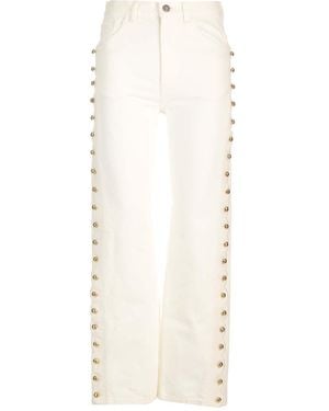 Chloé Cropped Jeans With Embellished Profile - White