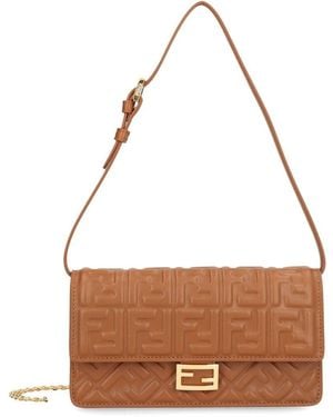 Fendi Baguette Chain Wallet - White