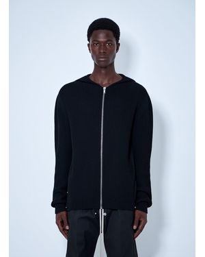 Rick Owens Ribbed Knit Zip Hoodie - Blue