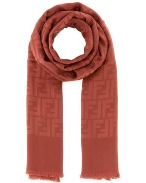 Fendi Brick Silk Scarf - Red