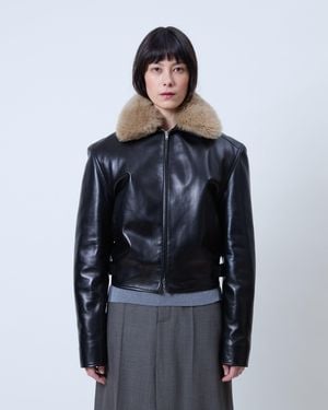 Phoebe Philo Cropped Aviator Jacket - Blue