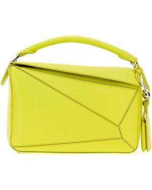 Loewe Fluo Nappa Leather Small Featherlight Puzzle Handbag - Yellow