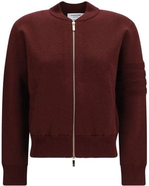 Thom Browne Ottoman Milano Stitch 4-Bar Bomber Jacket - Red