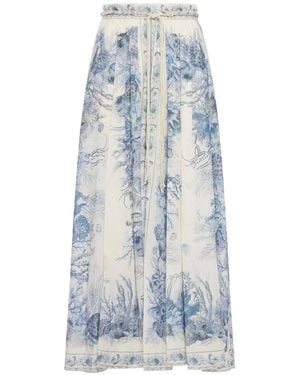 Zimmermann Wanderlust A-Line Skirt - Blue