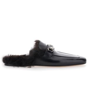 Gucci Larindo Open Con Pelo E Morsetto - Black