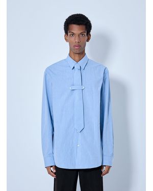 Dries Van Noten Cilian Classic Cotton Shirt With Tie - Blue