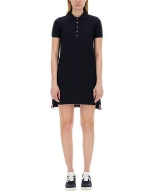 Thom Browne Cotton Pique Polo Shirt Dress - Black