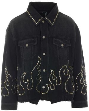 Amiri Studs Flames Trucker Jacket - Black