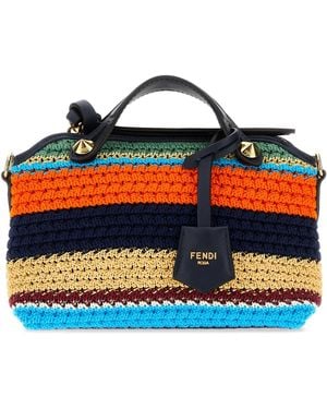 Fendi Embroidered Crochet Mini By The Way Soft Handbag - Blue