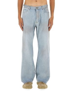 Balenciaga Distressed Relaxed Fit Pants - Blue