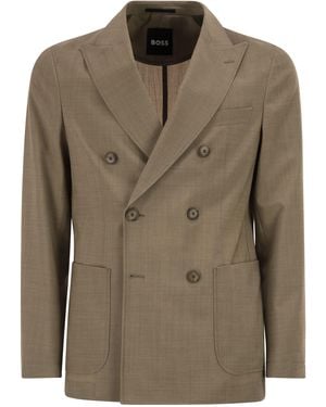 BOSS Double-Breasted Blazer - Green