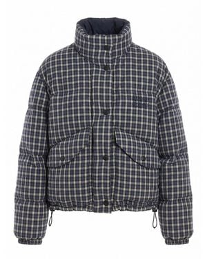 Miu Miu Checked Down Jacket - Gray